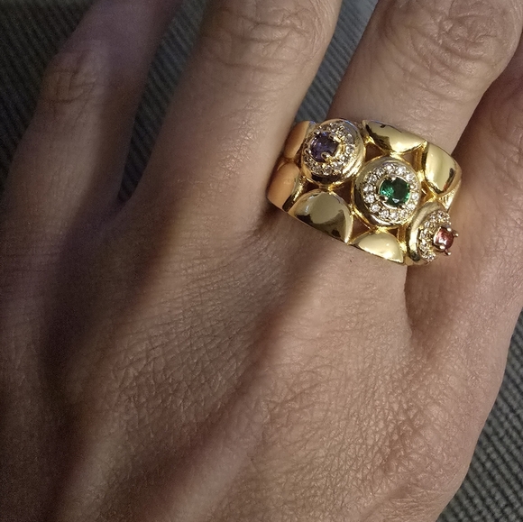 21kgp Dubai Jewelry Elegant Gold and Gemstone Bracelet and Ring Set - Picture 7 of 16